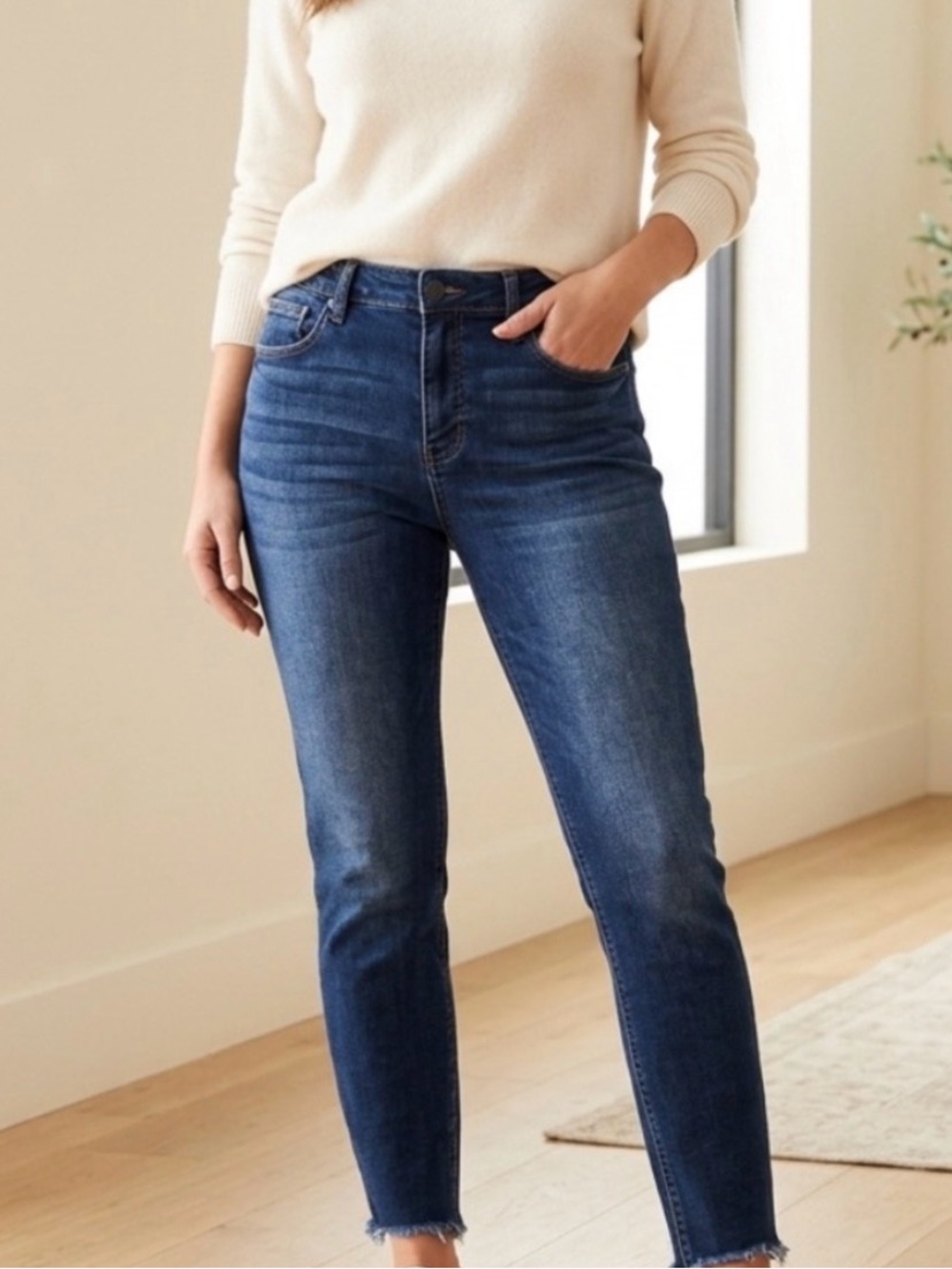 KUR Fab Ab Mom Jean Raw Hem Dark Wash 00L